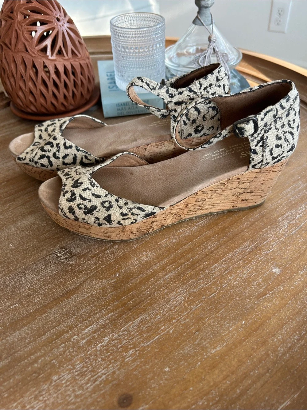 Toms Leopard Print Ankle-Strap Wedge Sandals - Natural/Black